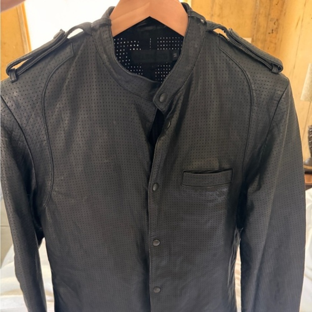 All Saints Black Perforated Shirt Jacket